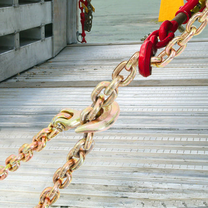 Grade 80 Transport Binder Chain, 5/16 In x 20 Ft, Grab Hooks