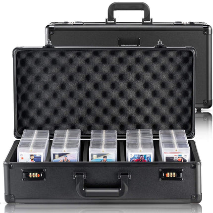 Graded Card Storage Case, 5 Slots, Combo Lock, Dividers
