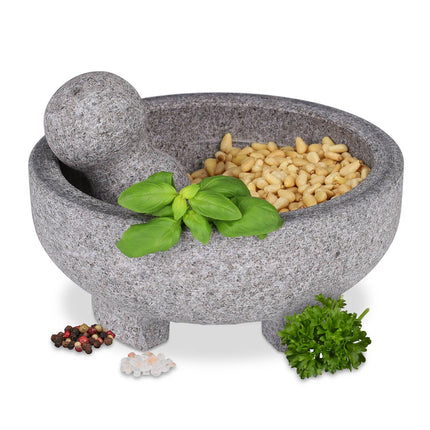 Granite Mortar and Pestle, Round, Efficient Grinding