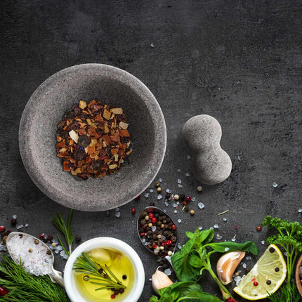 Granite Mortar and Pestle, Round, Efficient Grinding