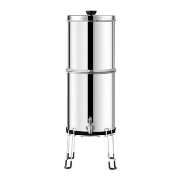 Gravity-Fed Water Filter, 304 Stainless Steel, 2.25 gal, 2 Carbon Filters