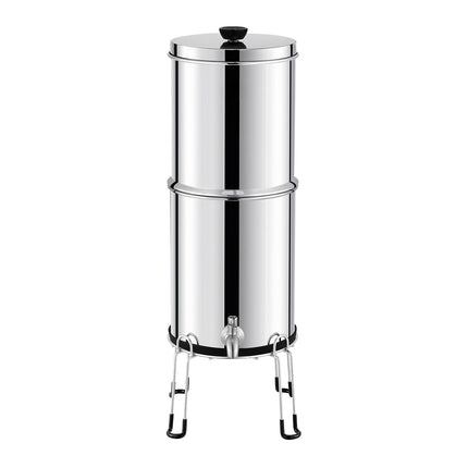 Gravity-Fed Water Filter, 304 Stainless Steel, 2.25 gal, 2 Carbon Filters