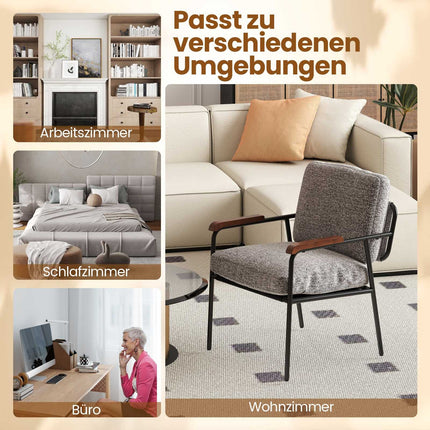 Gray Accent Chair with Cushion, Wide Padded Seat