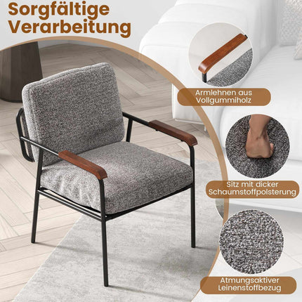 Gray Accent Chair with Cushion, Wide Padded Seat