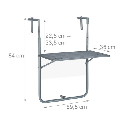 Gray Balcony Hanging Table Foldable
