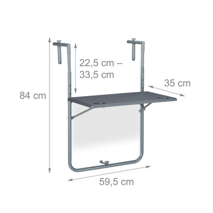 Gray Balcony Hanging Table Foldable