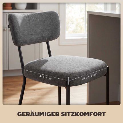 Gray Bar Stools Set of 2, Curved Back, Metal Frame