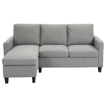 Gray Corner Sofa with Chaise, Polyester Upholstery