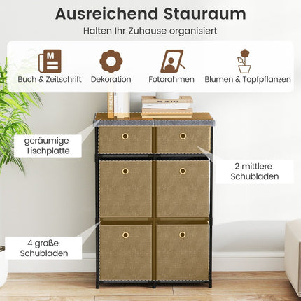 Gray Dresser with 6 Drawers and Metal Frame