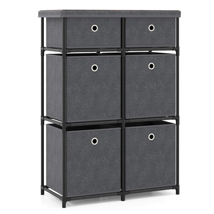 Gray Dresser with 6 Drawers and Metal Frame