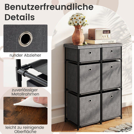 Gray Dresser with 6 Drawers and Metal Frame