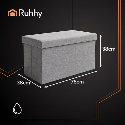 Gray Fabric Pouf, 76x38x38 cm, Ottoman Seat