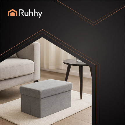 Gray Fabric Pouf, 76x38x38 cm, Ottoman Seat