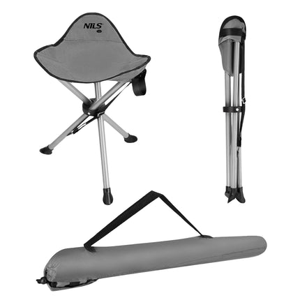 Gray Folding Camping Stool, Lightweight, Portable