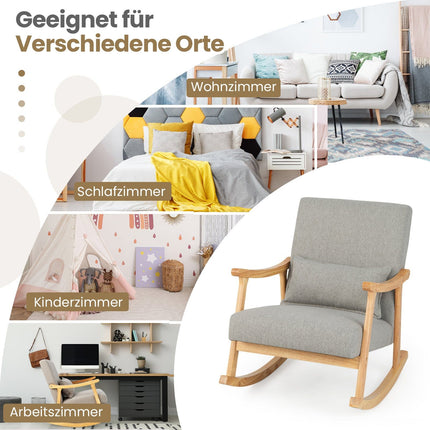 Gray Indoor Rocking Chair with High Back & Cushion
