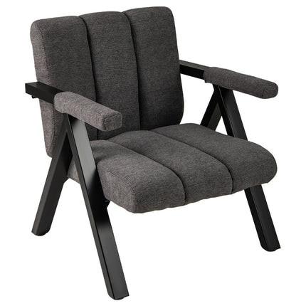 Gray Lounge Chair with Armrests and Metal Frame