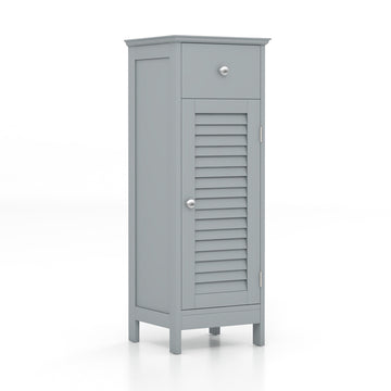 Gray MDF Bathroom Floor Cabinet with Drawer & Shutter Door