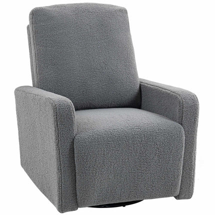 Gray Recliner Chair with Fleece Cover, Adjustable Backrest