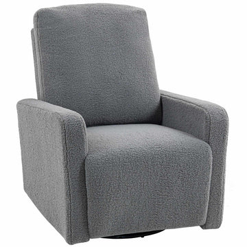 Gray Recliner Chair with Fleece Cover, Adjustable Backrest