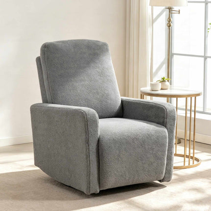 Gray Recliner Chair with Fleece Cover, Adjustable Backrest