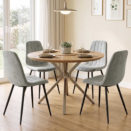 Gray Upholstered Dining Chairs Set of 4 with Metal Legs