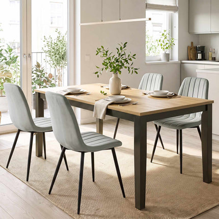 Gray Upholstered Dining Chairs Set of 4 with Metal Legs