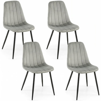 Gray Upholstered Dining Chairs Set of 4 with Metal Legs