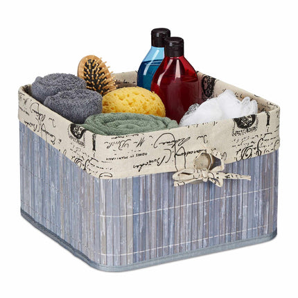 Gray bamboo storage basket