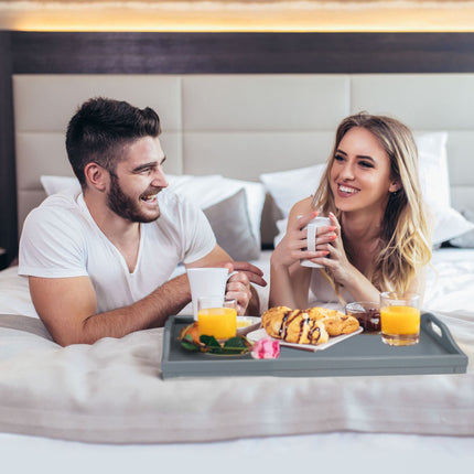 Gray bed tray - set of 2