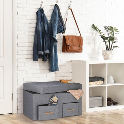 Gray bench with 2 drawers