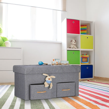Gray bench with 2 drawers