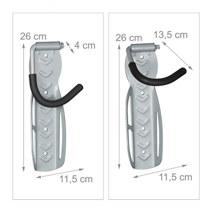 Gray bike holder wall set of 2