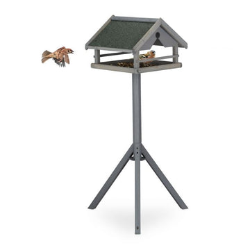 Gray bird table on post