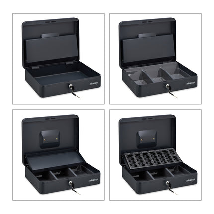Gray cash box with 2 keys