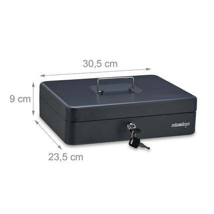 Gray cash box with 2 keys