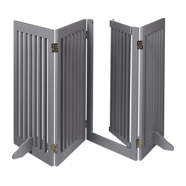 Gray security gate with door 92 cm
