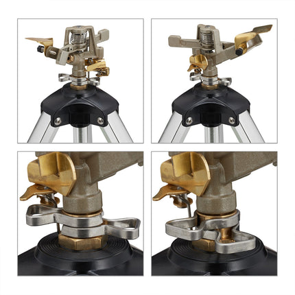 Gray sprinkler with metal stand