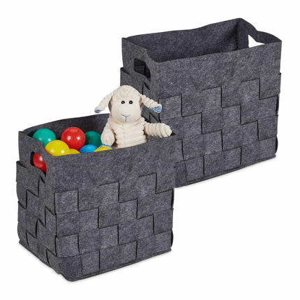 Gray storage basket in felt Set of 2