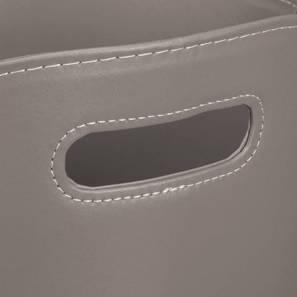 Gray wooden basket in imitation leather