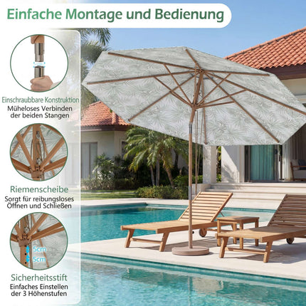 Green 270 cm Patio Umbrella with Tilt and Ventilation
