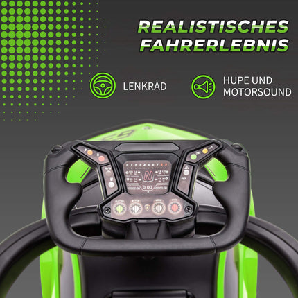 Green 2-in-1 Ride-On Car with Push Handle and Horn