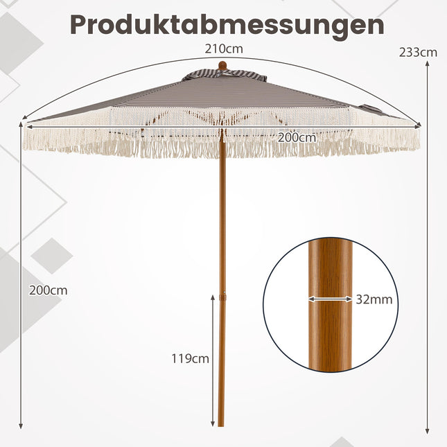 Green 2m Patio Umbrella with Fringe and Metal Pole