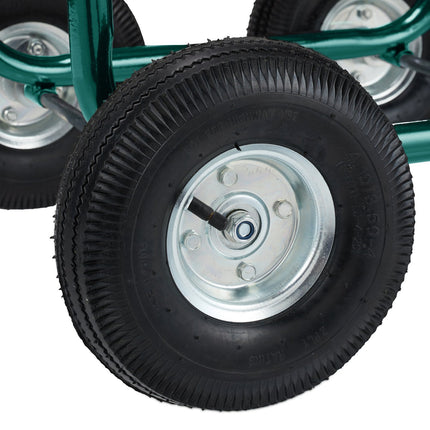 Green 4-Wheel Garden Hose Trolley with Reel