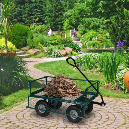 Green Heavy-Duty Cart with Folding Sides