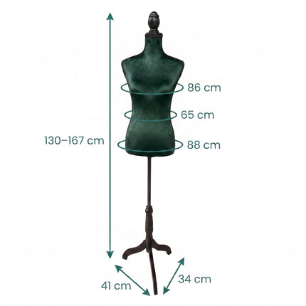 Green Velvet Dress Form 36/38 – Adjustable Mannequin