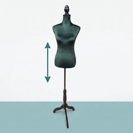 Green Velvet Dress Form 36/38 – Adjustable Mannequin