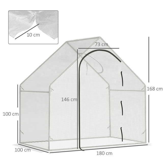 Greenhouse - 180x100x168 cm PE Film, Winterproof, White