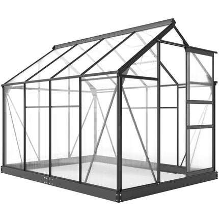 Greenhouse 190x252x201 cm, Polycarbonate, Sliding Door, Roof Vent