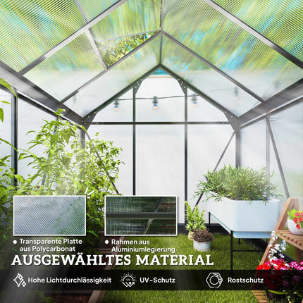 Greenhouse 3.65m², Aluminum Frame, UV-Resistant Panels