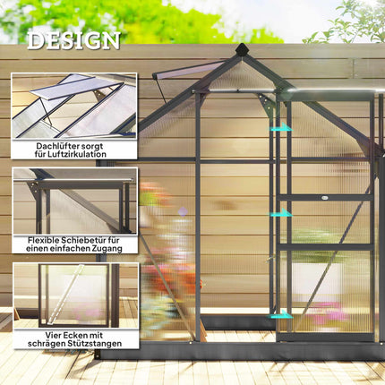 Greenhouse 3.65m², Aluminum Frame, UV-Resistant Panels